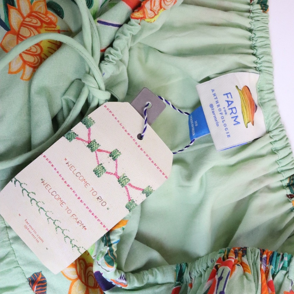 NWT Farm Rio Anthropologie Off-The-Shoulder Long-Sleeve Tiered Floral Midi Dress - Picture 9 of 12